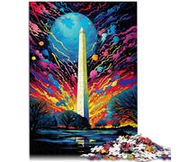 Puzzle de 1000 piezas para adultos, el juego de preguntas del monumento de Washington, 50 x 70 cm, con póster a juego y hoja de preguntas para adolescentes a partir de 14 años