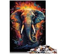 Puzzle de 1000 piezas para adultos, elefante de colores, juegos educativos para el hogar, juguetes de bricolaje que mejoran la memoria para adolescentes a partir de 14 años, 26 x 38 cm