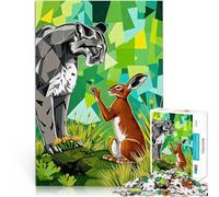 Puzzle de 1000 Piezas para Adultos Encuentro Entre Pumas y liebres para el Juguete de desafío de Juego Educativo Regalo Divertido 52x38cm