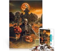 Puzzle de 1000 Piezas para Adultos Esqueleto de Calabaza de Halloween Juguetes de Bricolaje Colección de Artistas, Bellas Artes 38x26cm
