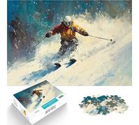 Puzzle de 1000 Piezas para Adultos Esquiador en acción Juguetes educativos de Aprendizaje Juegos Familiares Obra de Arte 52x38cm