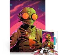 Puzzle de 1000 Piezas para Adultos Extraterrestre con una Cerveza Juguetes Juegos Educativos Antiestrés Regalos de Amigo Secreto 52x38cm