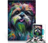 Puzzle de 1000 Piezas para Adultos Ficción sobre Perros Shih Tzu Competición de Velocidad de Manos Regalos de Amigo Secreto 75x50cm
