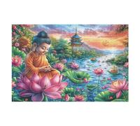 Puzzle De 1000 Piezas para Adultos Flor de Loto Buda 75x50cm Cartón Ecológico Seguro No Tóxico Adolescentes Adultos Hobby Diario Regalo