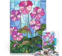 Puzzle de 1000 Piezas para Adultos Flores de vitral Alivia el estrés Vacaciones en casa Matar el Tiempo Lista de Deseos con Papá Noel 75x50cm