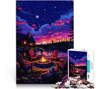 Puzzle de 1000 Piezas para Adultos Fogata bajo Las Estrellas Reducción del estrés Interesante Colección de Artistas, Bellas Artes 75x50cm