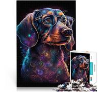 Puzzle de 1000 piezas para adultos Gafas Cosmic Chihuahua para rompecabezas 38x52 cm con póster surtido y hoja de preguntas para adolescentes de 14 años y más