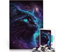 Puzzle de 1000 piezas para adultos galaxia gato negro alivio del estrés 50 x 70 cm fortalece el amor entre parejas para adolescentes a partir de 14 años