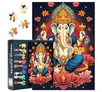 Puzzle de 1000 piezas para adultos Ganesha Hindú Mitología Artística Premium Puzle con ranuras Deidad india Decoración de pared 27.5x19.7 pulgadas