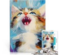 Puzzle de 1000 Piezas para Adultos Gatito Feliz Desafiante de completar, Pero Divertido y Gracioso. Regalo de cumpleaños, Regalos 75x50cm