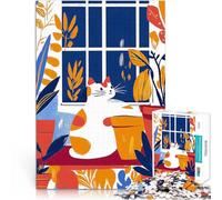Puzzle de 1000 Piezas para Adultos Gato Acogedor Junto a la Ventana en Estilo fauvista desafío Educativo Una Obra de Arte 38x26cm