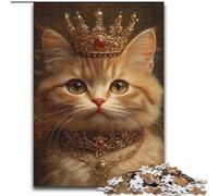 Puzzle de 1000 Piezas para Adultos: Gato con Corona, un desafío difícil para aliviar el estrés, Regalo de Amigo Secreto para Mayores de 14 años tamaño 50x75cm