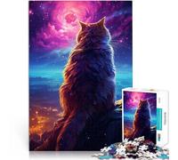 Puzzle de 1000 Piezas para Adultos Gato Mirando la Galaxia Desafío difícil para aliviar el estrés Grandes Regalos y Juguetes 75x50cm