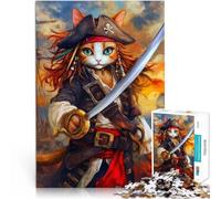 Puzzle de 1000 Piezas para Adultos Gato Pirata Juguetes adictivos Que desafían la Inteligencia Cerebral Decoración 52x38cm