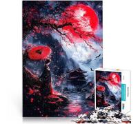 Puzzle de 1000 Piezas para Adultos Geisha bajo la Luna de Sangre Entrena tu Cerebro y Tus Manos Interacción Entre Padres e Hijos 75x50cm