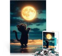 Puzzle de 1000 Piezas para Adultos Globo de Gato y Luna Juegos educativos Juguetes de Bricolaje Decoración hogar 75x50cm