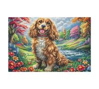 Puzzle De 1000 Piezas para Adultos Golden Retriever Primavera Campo de Flores 75x50cm Alto Nivel De Dificultad para Jugadores Avanzados Ideal para Entrenamiento De Habilidades Desafíate