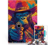 Puzzle de 1000 Piezas para Adultos Gorila apuntando con un Arma Juguetes Juegos Educativos Antiestrés Regalo de cumpleaños 38x26cm