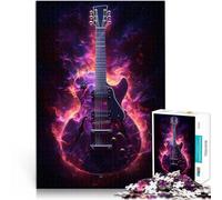 Puzzle de 1000 Piezas para Adultos Guitarra eléctrica Gibson en Llamas Diversión Familiar con Piezas de Formas aleatorias Que se entrelazan Completamente 75x50cm