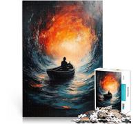 Puzzle de 1000 Piezas para Adultos hacia el Abismo: El barquero Solitario Surrealista desafío Educativo Decoración del hogar 38x26cm