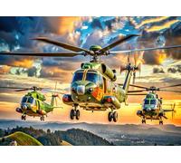 Puzzle de 1000 piezas para adultos helicóptero militar en uso lucha transporte aéreo y misión de rescate escena dinámica aviación rompecabezas de arte para aficionados a la historia y adultos grande