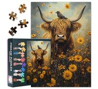 Puzzle de 1000 piezas para adultos Highland con diseño de flores, juego familiar artístico con efecto profundo para promover la coordinación ojo-mano como decoración de pared, 50,5 x 70,5 cm