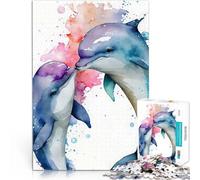 Puzzle de 1000 Piezas para Adultos Historia de Amor de una Pareja de Delfines Juguetes educativos Regalos de Amigo Secreto 38x26cm