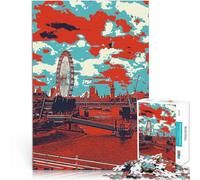 Puzzle de 1000 Piezas para Adultos Horizonte de Londres con Noria Entrena tu Cerebro y Tus Manos Decoración artística del hogar 52x38cm