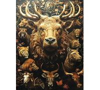 Puzzle de 1000 Piezas para Adultos, Ilustraciones de la Colección de Fauna Salvaje - Rinocerontes, Ballenas, Tigres, Leones, etc, Rompecabezas Clásicos con Animales, para Adultos y Niños (D, 1500 PCS)