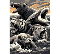 Puzzle de 1000 Piezas para Adultos, Ilustraciones de la Colección de Fauna Salvaje - Rinocerontes, Ballenas, Tigres, Leones, etc, Rompecabezas Clásicos con Animales, para Adultos y Niños (A, 1000 PCS)
