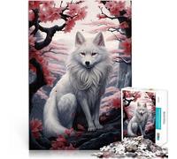 Puzzle de 1000 Piezas para Adultos Impresionante Zorro Blanco Competición de Velocidad de Manos Interacción Entre Padres e Hijos 38x26cm