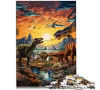 Puzzle de 1000 piezas para adultos, juego de pensamiento del mundo de los dinosaurios, 26 x 38 cm, con póster a juego y hoja de preguntas para adolescentes a partir de 14 años