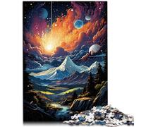 Puzzle de 1000 piezas para adultos, juego de preguntas Cosmic Mountain, con póster a juego y hoja de preguntas para adolescentes a partir de 14 años, 26 x 38 cm