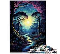 Puzzle de 1000 piezas para adultos Juego de rompecabezas bosque de neón 26 x 38 cm para es ideal como regalo para toda la familia para adolescentes de 14 años y más