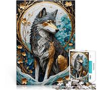 Puzzle de 1000 Piezas para Adultos Kintsugi Dorado de Lobo Juguete Educativo de Aprendizaje Juego Educativo para cumpleaños y Navidad. 38x26cm