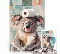 Puzzle de 1000 Piezas para Adultos Koala con Papel higiénico Juguetes Juegos Educativos Antiestrés Lista de Deseos con Papá Noel 38x26cm