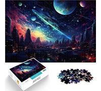 Puzzle de 1000 piezas para adultos: La ciudad del futuro en el planeta rompecabezas imposible desafiante para completar pero divertido y humorístico 50 x 75 cm