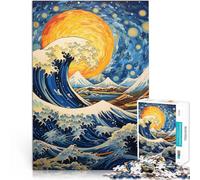 Puzzle de 1000 Piezas para Adultos La Gran Ola de la Noche Estrellada Rompecabezas Cada Pieza es única: un desafiante y Divertido Juego Familiar 38x26cm