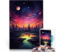 Puzzle de 1000 piezas para adultos La puesta de sol en la ciudad Juego sofisticado para completar pero divertido y humorístico, adecuado y jóvenes a partir de 14 años, 26 x 38 cm