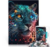 Puzzle de 1000 piezas para adultos, leopardo con gafas, rompecabezas de dibujos animados, 50 x 70 cm, colección de artistas, bellas artes, para adolescentes a partir de 14 años