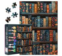 Puzzle de 1000 piezas para adultos, libros vintage, rompecabezas de 1000 piezas, tema de flores, estantería, rompecabezas desafiantes para mujeres, decoración del hogar, tamaño 70 x 50 cm