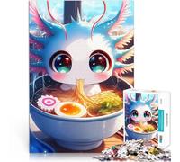 Puzzle de 1000 Piezas para Adultos Lindo ajolote Comiendo Ramen Entrena tu Cerebro y Tus Manos Juego Educativo para cumpleaños y Navidad. 52x38cm