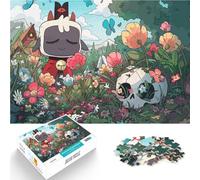 Puzzle de 1000 Piezas para Adultos Lindo Demonio en un Campo de Flores Juego Intelectual de Juguete Regalo de Obra de Arte 50x70cm