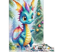 Puzzle de 1000 piezas para adultos, lindo dragón bebé, rompecabezas cuadrados creativos para adultos y rompecabezas de tabla de madera, decoración del hogar, juguete rompecabezas, 1000 piezas (75 x 50