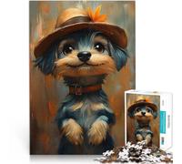 Puzzle de 1000 Piezas para Adultos Lindo Perro maltés con Sombrero Matar el Tiempo en Vacaciones en casa Decoración del hogar 38x26cm