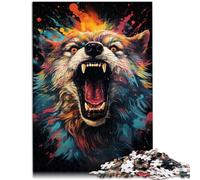 Puzzle de 1000 piezas para adultos, lobo sobre fondo espacial, juguete educativo, análisis y lógica para adolescentes a partir de 14 años, 26 x 38 cm