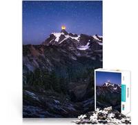 Puzzle de 1000 Piezas para Adultos Luna de Sangre sobre Shuksan Juguete Educativo de Aprendizaje con póster a Juego y Hoja de Trivia 52x38cm
