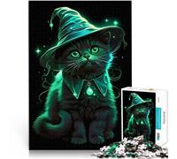 Puzzle de 1000 Piezas para Adultos Mago Gato Verde Juguetes adictivos Que desafían la Inteligencia Cerebral Mejorar la Memoria 38x26cm