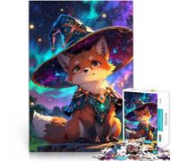 Puzzle de 1000 Piezas para Adultos Mago Zorro con Sombrero Estrellado Diversión Familiar con Piezas de Formas aleatorias Que se entrelazan Completamente 75x50cm