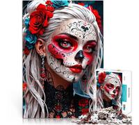 Puzzle de 1000 Piezas para Adultos Maquillaje de Calavera de azúcar Juguetes de Bricolaje Cada Pieza es única: un desafiante y Divertido Juego Familiar 75x50cm